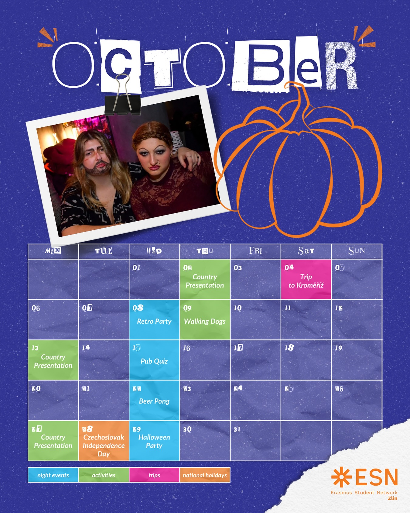 ESN Zlin monthly calendar (static)